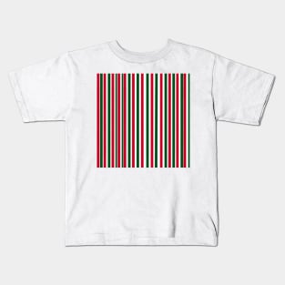 Red and Green Candy Cane Christmas Pattern Kids T-Shirt